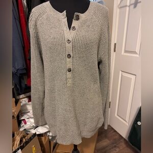 L.L. Bean Classic Gray Knit Waffle Sweater